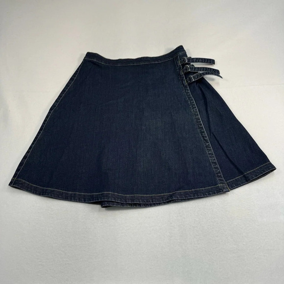 Eshakti Wrap Buckle Jean Skirt Womens Plus Size 16W Medium Blue Knee Length - Picture 1 of 10
